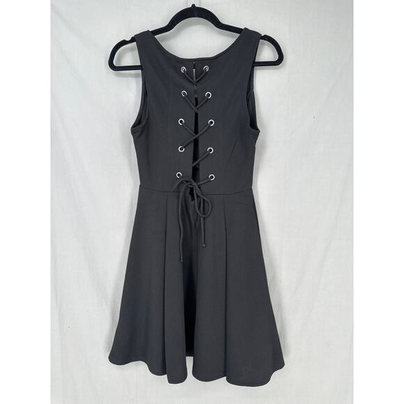 Altard State Dress Womens Medium Black Mini Lace Up Back Whimsigoth Boho Stretch - Picture 3 of 7